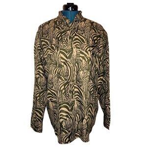 Banana Republic Mens Zebra Print Brown/ Multicolor Button Down Shirt Large New